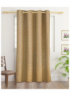 اشتري Abstract Blackout Foil Curtains With Groomets - Polyester- Abstract Design -Single Window Curtain- Sound, Sunlight And Heat Insulation- 160X140Cm -  Brown في الامارات