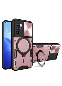 Buy SHIELD EGYPT For Oppo Reno 6 4G Armored Camera Shield Cover Camera Lend Protection, Built-in 360° (Rose Gold) in Egypt