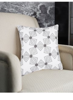 Buy Decorative Embroidered Cushion Cover Grey/White 45x45Cm (Without Filler) in Saudi Arabia