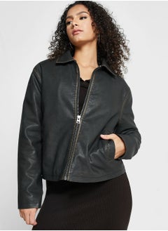 Buy Zip Through Pu Jacket in UAE