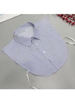 Buy Mens Striped Detachable Collar Casual Cotton Blue Stripe Wrinkle Resistant 42 Collar Size in UAE