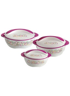 Buy Perfect Design Food Container Set, 3 Pieces Pink/White in Saudi Arabia