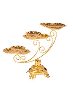 Buy Plate and stand for serving sweets metal golden color in Saudi Arabia