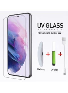 اشتري Samsung Galaxy S22 Plus UV Screen Protector 6D Tempered Glass 9H Adhesive Nano Liquid UV Glue Full Coverage Clear في الامارات