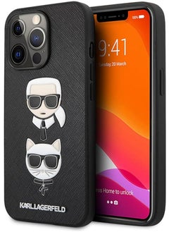 اشتري KARL LAGERFELD  Apple iphone 15 Pro Max Karl and Cat head hard case cover protective case black في الامارات