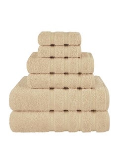 Buy Towel Set Luxury Hotel Quality 600 GSM Genuine Combed Cotton, Super Soft & Absorbent Family Bath Towels 6 Piece Set -  2 Bath Towels, 2 Hand Towels, 2 Washcloths - Beige in UAE