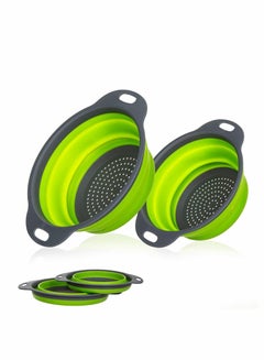 Buy Silicone Collapsible Colander Round Folding Strainers.BPA Free,Collapsible Colanders with Handles,Round Kitchen Sink Strainers,Heat-Resistant Silicone(2 Pc. Set/Green) in UAE
