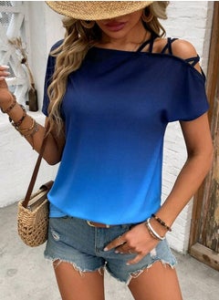 Buy LUNE Ombre Crossed Irregular Shoulder T-Shirt in Egypt