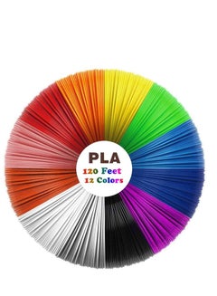 Buy 3D Pen Filament Refills PLA, 12 Colors 1.75mm 10 Feet per Color Total 120 High Quality Printing Printer for Most Intelligent in Saudi Arabia