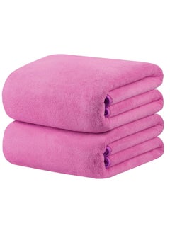 Buy 2-Piece Microfiber Bath Sheet Pink 80x160cm Soft and Durable Microfiber Beach Towel Super Absorbent and Fast Drying Microfiber Bath Towel Large for Sports, Travel, Beach, Fitness and Yoga in UAE