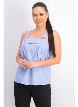 Buy Women Sleeveless Tank Top, Blue in UAE