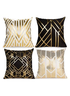 Buy 4-Piece Decorative Cushion Cover Pillow Cases Corduroy white/black 45x45 Centimeter in UAE