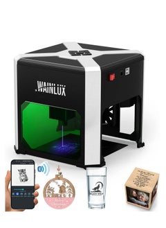 اشتري WAINLUX K6 Mini Laser Engraving Machine with 0.05mm Accuracy, 3W Laser Power, for Household Woodwork, Wireless BT App Control, Offline Engraving for Business Logo ID Tag Birthday Gift DIY في الامارات