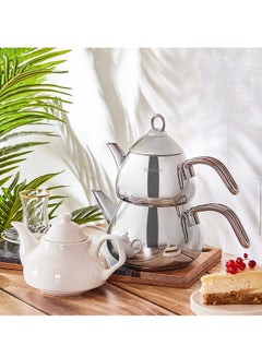 Buy Karaca Stainless Steel Teapot Set with Porcelain Teapot in UAE