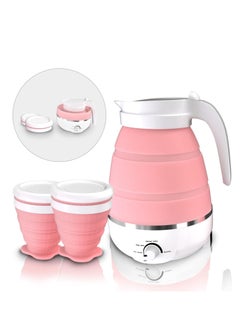 Buy Foldable Electric Kettle, Travel Kettle with 2 Foldable Cup Set, Portable Boiler with Multiple Settings, Collapsible Heater for Water/Milk/Coffee/Tea (Pink) in Saudi Arabia