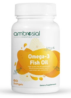 Buy Omega 3 fish oilHigh Strength fish oil omega 3 1000mg with 180mg EPA & 120mg DHA Supports Healthy Heart, Brain & Eye Health 60 Softgels in Saudi Arabia