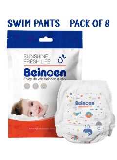 Buy Pack of 8 Disposable Swim Diapers, Ultra-Soft and Durable Swim Nappies for Beach, Pool – Cute Swim Pants for Little Boys and Girls, Toddlers in UAE