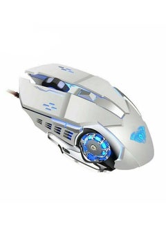 Buy S20 Wired Gaming Mouse Programmable 2400Dpi Optical Ergonomic Mouse With 4-Color Breathing Light For Pc Laptop Silver-White in Egypt