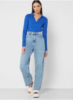 Buy High Waist Straight Jeans in UAE