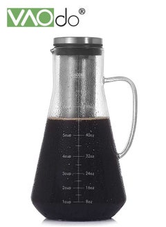 Buy Cold Brew Coffee Maker 1600ML Borosilicate Glass With Stainless Steel Filter Fine Mesh Filter Infuser Kettle For Iced Coffee Cold Brew Juice Tea Etc in Saudi Arabia