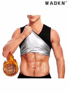 Buy Men Sauna Shaper Vest Thermo Sweat Shapewear Slimming Tank Top Gym Fitness Workout Zipper Corset Shirt Fat Burning Slimming Body Shaper Sauna Vest in UAE