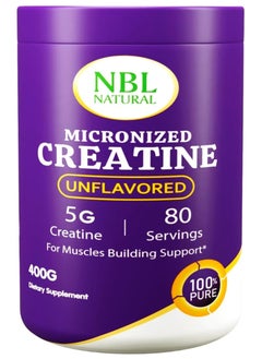 Buy NBL Natural Creatine Monohydrate Powder, Unflavored 400g, Muscle Recovery + Builder for Men & Women | Workout Supplements, 80 Servings in Saudi Arabia