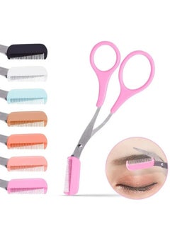 Buy Stainless Steel Eyebrow Trimming Scissors with Removable Comb for Facial Hair Removal (Random Color) in Egypt