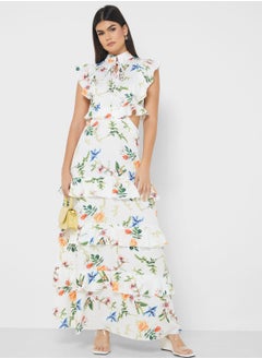 Buy Floral Print Tiered  Dress in UAE