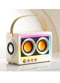 Buy Portable Creative Bluetooth Speaker, 360 Degree Stereo Sound Effect, Ultra Long Battery Life Cool RGB Lighting Support Series Mirror Transparent Screen 5.3 Bluetooth Subwoofer, White in UAE