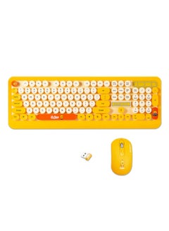 Buy K68YL Keyboard And Mouse Set With 2.4GHz Wireless And Cute Retro Round Keycap in UAE