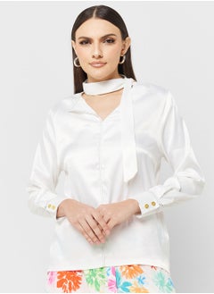 Buy Neck Tie Detail Blouse in Saudi Arabia