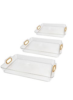 Buy Rectangle Serving Trays Set with Golden Handles in Egypt
