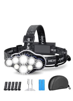 اشتري Rechargeable Headlamp - Super Bright 18000 Lumens, 8 Lighting Modes, Lightweight & Waterproof - Perfect for Working, Fishing, Camping, Running في الامارات