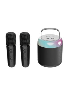 اشتري Portable Bluetooth speaker home wireless Karaoke Speaker Microphone outdoor singing small family ktv Y2 black-dual microphone في الامارات