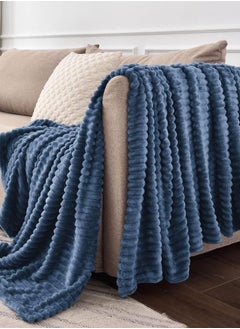 Buy Akasia Embossed Velvet Blanket 200 × 230 - Navy in Saudi Arabia