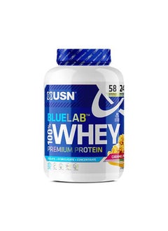 Buy USN Blue Lab Whey Caramel Popcorn 2kg, Premium Whey Protein Powder, Scientifically-formulated, High Protein Post-Workout Powder Supplement with Added BCAAs in UAE