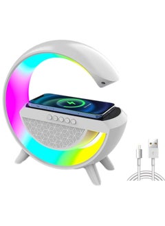 Buy Smart Bluetooth Speaker Wireless Phone Charger LED Light, Multifunctional RGB Night Light and Charging Station, Smart Sounder Alarm Clock for Bedroom Smart Desk Lamp Control with App in UAE