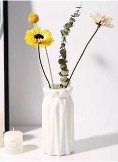 Buy 1-Piece Nordic Simple Style Vase Floral Decoration for The Home Living Room Bedroom Tabletop Decoration PP Material White 8.5 x 7.5 x 18 Centimeter in UAE