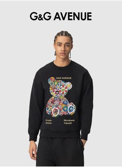 Buy Men Spring and Autumn Long sleeved Top Loose and Fashionable Sportswear Bear Printed Round Neck Long sleeved Bottom Shirt in Saudi Arabia