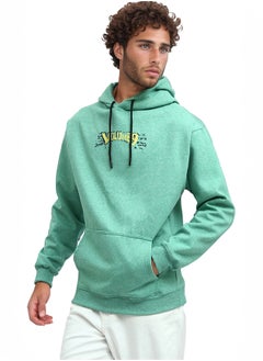 Buy Heather Green Front And Back Printed Hoodie in Egypt