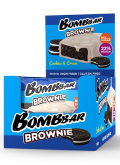 Buy Protein Brownie Cookies & Cream Gluten Free, High Fiber and No Sugar Added 10x50g in UAE