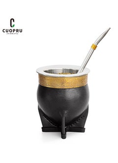 Buy Argentina Yerba Mate Cup With Straw Tea Gourd Mug One Bombilla Mate (Straw) a Cleaning Brush in UAE