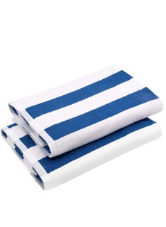 Buy Two Stripes Towel 100% Cotton , 2 Pool Blue Stripe , 70 X 180cm in Egypt