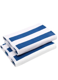 Buy Two Stripes Towel 100% Cotton , 2 Pool Blue Stripe , 70 X 180cm in Egypt