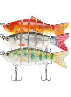 Buy Lifelike Fishing Lures Lure Fishing Tackle Kits 3 Pieces Colorful Fish-shaped Multi-section Bait Simulation Bait Fishing Accessories in Saudi Arabia