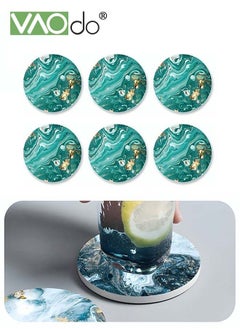 Buy 6PCS Cup Mat Round Stone Ocean Design Placemat Coasters Drinks Absorbent Coasters Insulation Pads for All Mugs and Cups in UAE