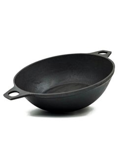 Buy Cast Iron Induction Flat Base Kadai Black 10inch in UAE