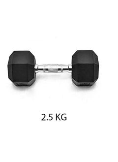 Buy Gym Fitness Equipment Rubber Hex Dumbbell 1 Pc Black 2.5kg in UAE