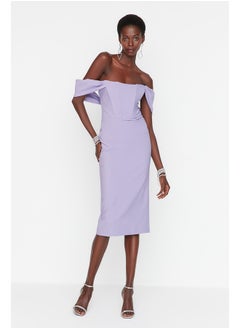 Buy Lilac Fitted Lined Woven Evening Dress TPRSS22EL00097 in Egypt