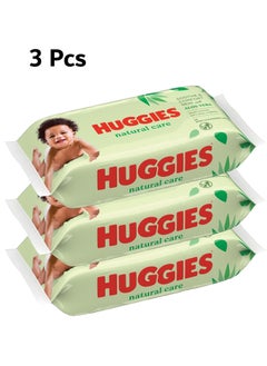 Buy Huggies Natural Baby Wipes, Aloe Vera Wipes, 3 Pack x 56 Wipes in Saudi Arabia